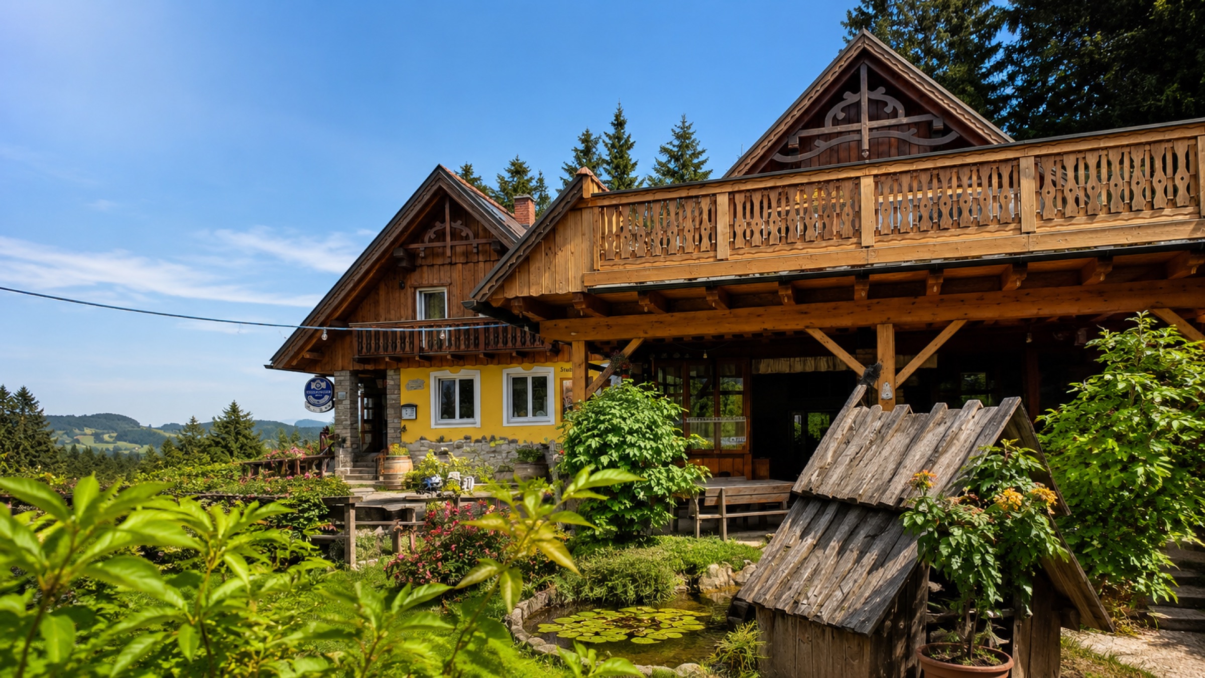 Alpengasthof Strutz, Hauptgebäude mit Pergola