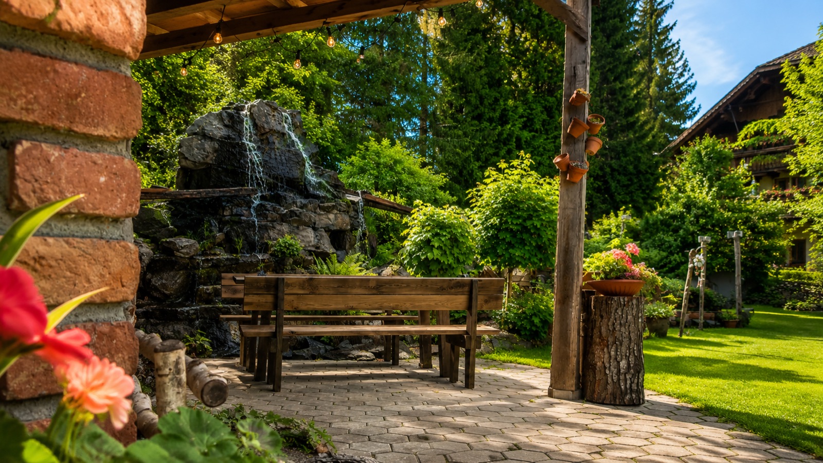 Pergola am Wasserfall
