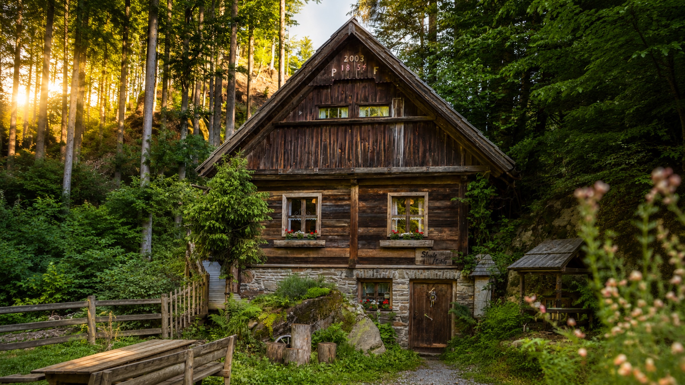 Strutz-Mühle bei Sonnenuntergang