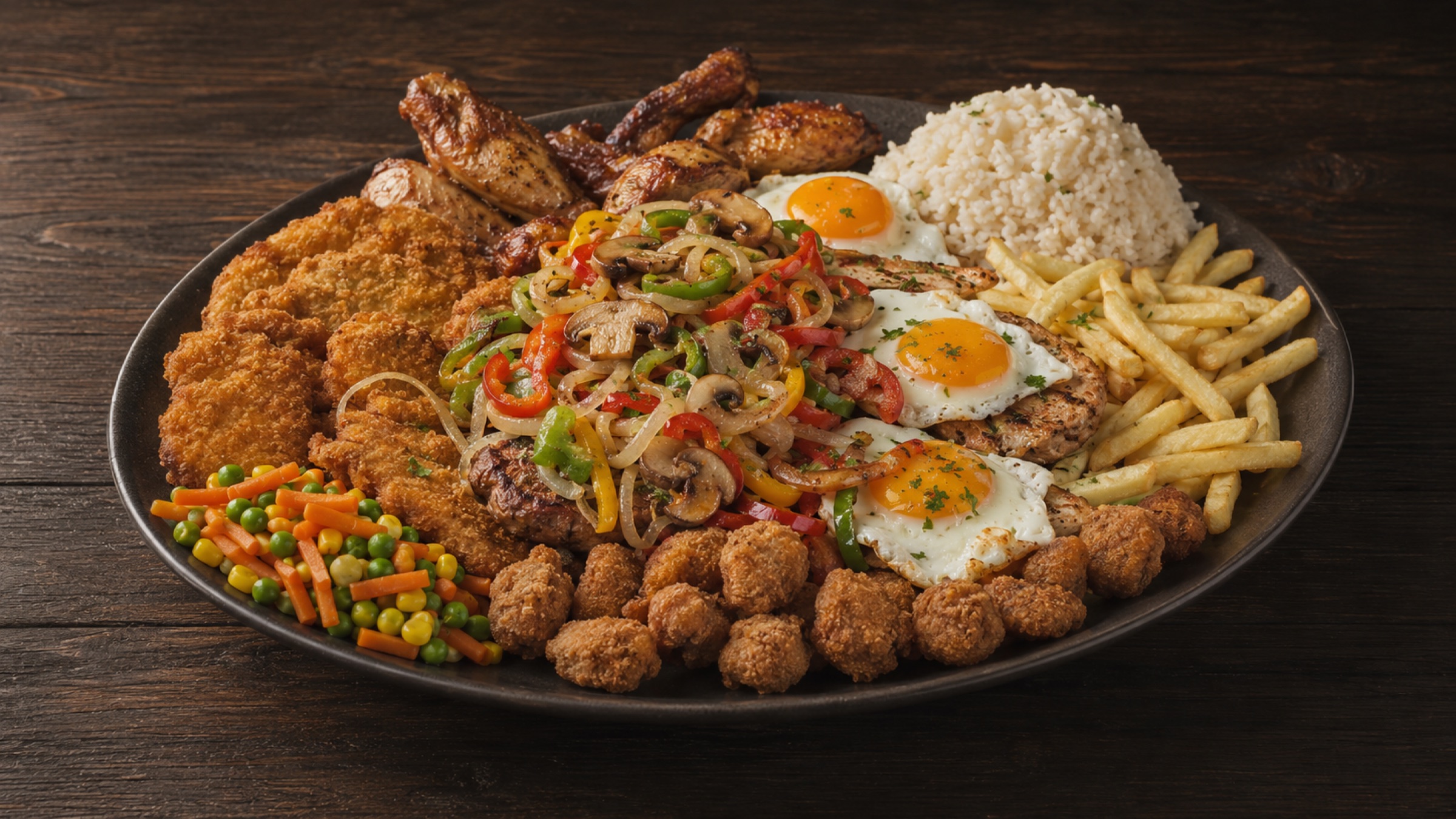 Schnitzelplatte mit Spiegelei
